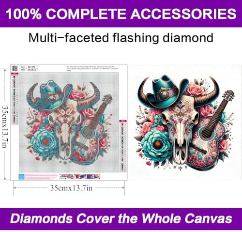 Diamond Art Kits for Adults, Cow Skull Diamond Art Painting Kits for Adults - Image 2