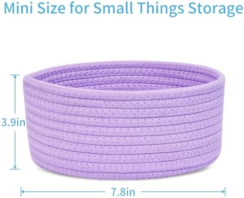 ABenkle Small Woven Basket, Empty Tiny Shallow Storage Basket, Mini Cotton Rope Baskets, Round Decorative Hamper, Basket Storage Bins for Toys, Spa, Socks, Nursery, Living Room - Image 2