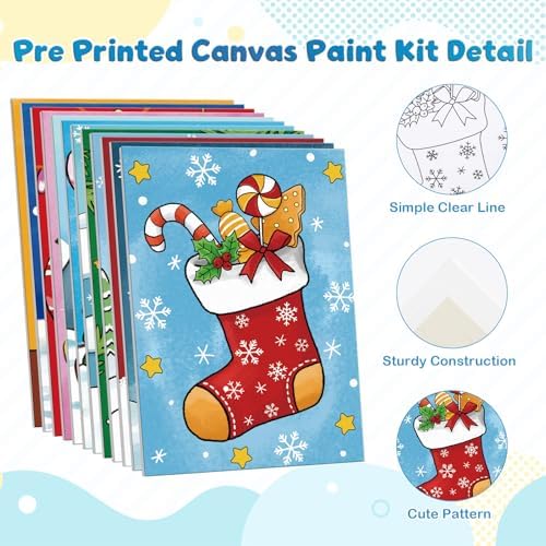 Louise Maelys Christmas Pre Drawn Canvas to Paint for Kids - Image 4