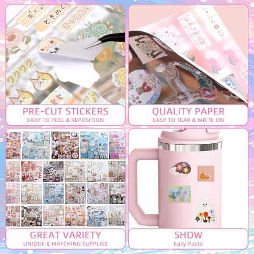 800Pcs Japanese Sticker Book for Journaling Adult, Cute Scrapbook Stickers - Image 2