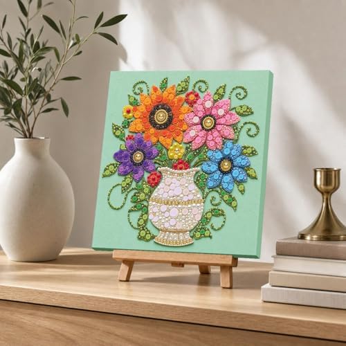 Framed Button Art Kit 11.8" DIY Mosaic Craft for Adults(White Vase) - Image 4