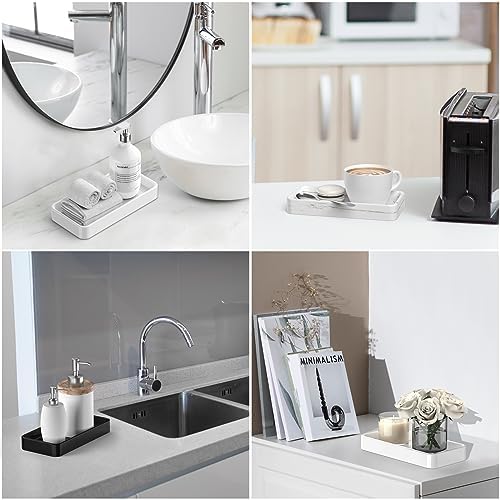 Gurygo 8" Ceramic Kitchen Soap Tray - Small Rectangular Vanity Tray for Bathroom - Countertop and Vanity Tray - Comestic Holder Bathtub Organizer - Bathroom Tray, (Black, Set/1) - Image 7