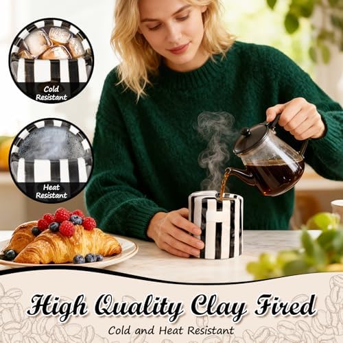 Novelty Ceramic Coffee Mug with Sip Hole, Retro Striped Hand-Painted Design - Image 2