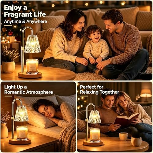 TATAANTY Candle Warmer Lamp with Timer, Adjustable Height, Wood Base - Image 5