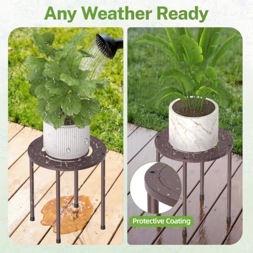 iDavosic.ly 5-Pack Metal Plant Stands with 5 Plant Saucer Tray, 10'' Bronze - Image 6