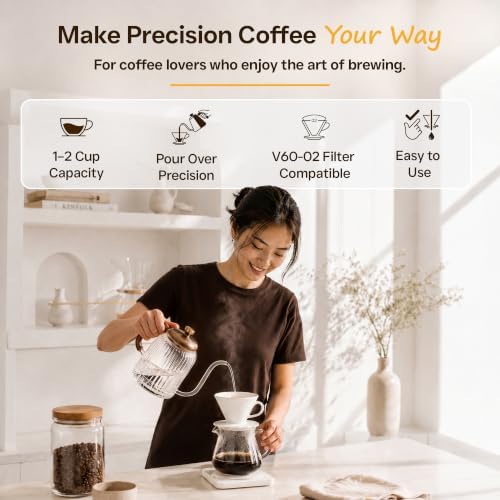 Ceramic Pour Over Coffee Dripper V02 Manual Brewer White, 2 Cup - Image 2
