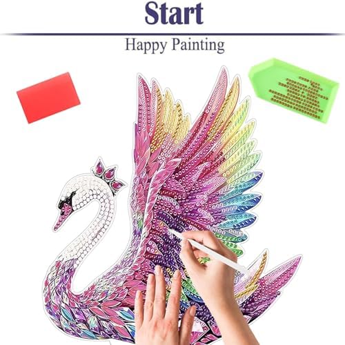 Diamond Painting Kits for Adults Beginners, 5D Full Drill Swan Crystal Art Desktop Ornament, DIY Single Sided Home Office Desk Decor, Creative Craft Gift Set with Tools - Image 6