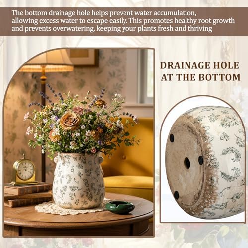 Ceramic Scroll Planter 6.5 Inch, Leaves - Image 4