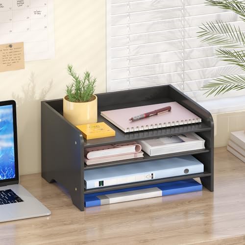 Bamboo File Organizer for Desk, Desktop Paper Tray and Mail Holder - Image 5