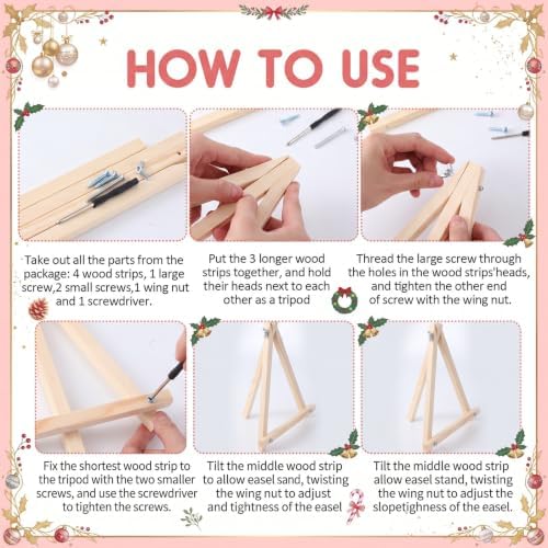 YooNotee 6 Pack Christmas Paint by Numbers Kit for Adults Nordic Winter Theme Canvas Painting Set 8 x 8 Inch with Acrylic Paints Brushes Easels, Holiday DIY Art Craft - Image 2