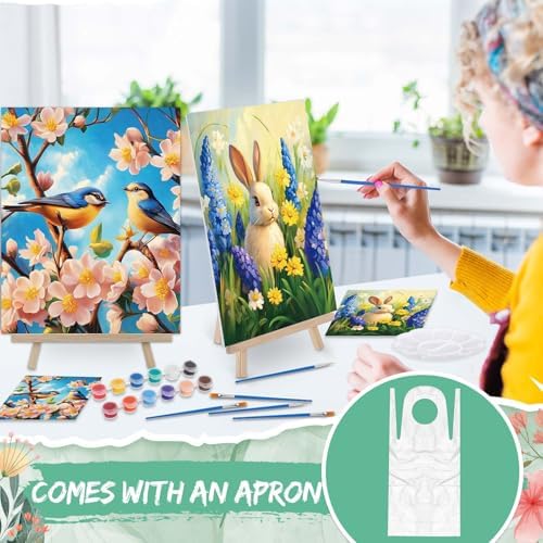 Tenceur 72 Pieces Pre Drawn Canvas Kit 8" x 10" Paint and Sip Kit for Adults DIY Painting Party Pre Printed Stenciled Canvas with Design Easels Aprons Brushes for Party Gifts (Garden) - Image 6