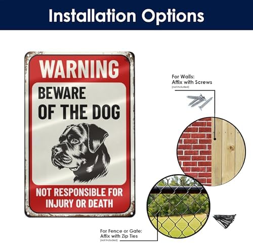 Beware Of Dog Sign Rottweiler Warning Sign Aluminum Metal Tin Signs Outdoor Yard Sign Warning Sign For Fence Yard Home Kitchen Farm Garden Wall Decor 8x12 Inches - Image 4
