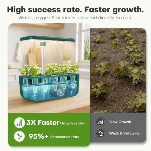 Ahopegarden Hydroponics Growing System: 10 Pods Indoor Herb Garden with LED - Image 4