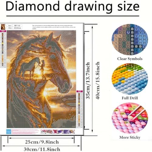 BYGFHLYW Horse Sunset Diamond Painting Kit for Adults, Diamond Art 12X16In - Image 5