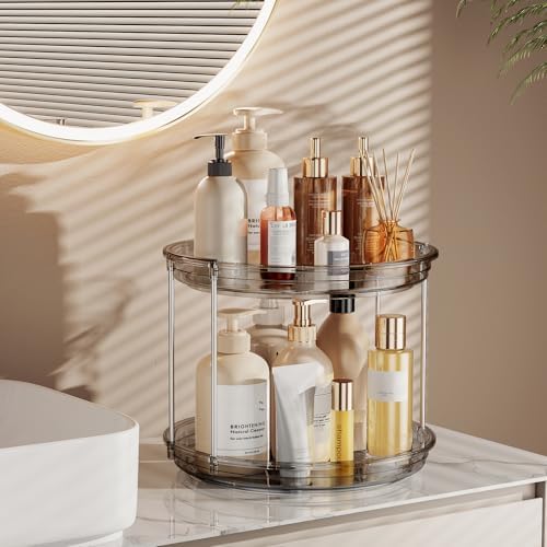 LAMU 2 Tier Lazy Susan Turntable Organizer 9.25'' Rotating Spice Rack Organization for Cabinet, Kitchen, Pantry, Countertop, Bathroom, Vanity, Medicine Cabinet Organizer, Grey - Image 5