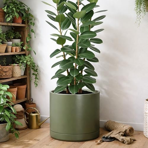 D'vine Dev 16 Inch Ceramic Planter Pot, Olive, 94-O-H-J - Image 2
