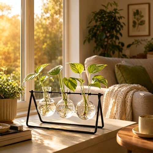Plant Propagation Stations, Plant Terrarium with Minimalist Metal Stand - Image 2