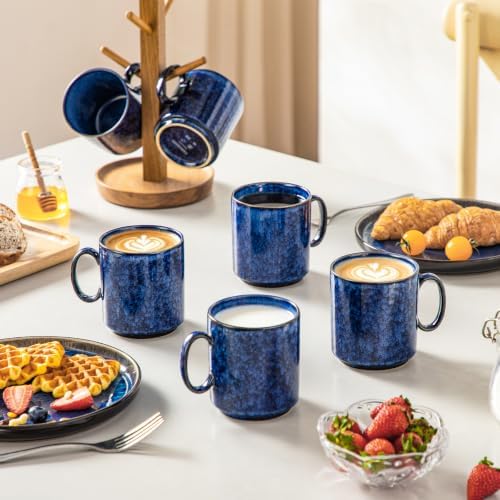 vancasso STARRY Ceramic Coffee Mugs Set of 6, 12 Oz Coffee Cups for Latte, Cappuccino, Tea & Hot Cocoa, Artisan Modern Style for Coffee Bar, Home & Kitchen, Microwave & Dishwasher Safe, Blue - Image 6