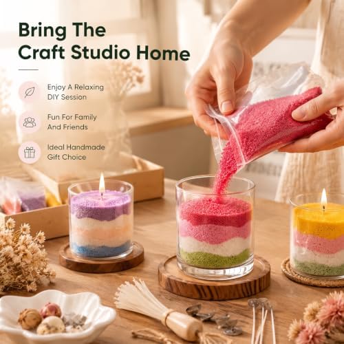 Blingfun 5 Color DIY Sand Wax Candle Making Kit – Refillable Pearled Wax with Candle Wicks, Scented Candle Supplies for Halloween, Christmas, Wedding, Home Decor (Sand Candle Craft Kit) - Image 6