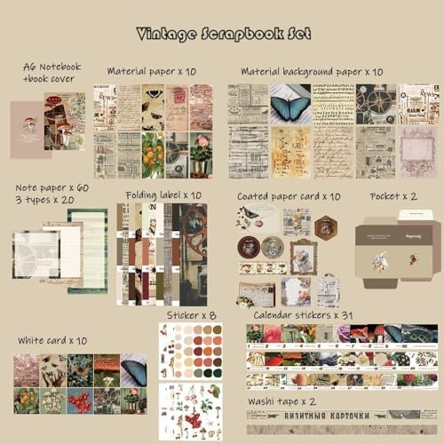 ATIRAMANIYA 346pcs Journal Supplies Kit Vintage Scrapbook Stickers Art Journaling Bullet Junk Journal Planners DIY Decoration Paper Stickers Craft Kits Notebook Collage Album (Post Office Brown Book) - Image 2