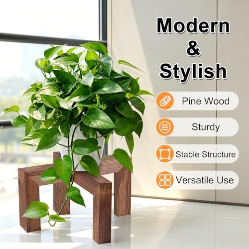 Vigordream Plant Stand, Indoor/Outdoor Wood Plant Holder, Flower Pot Stand - Image 2