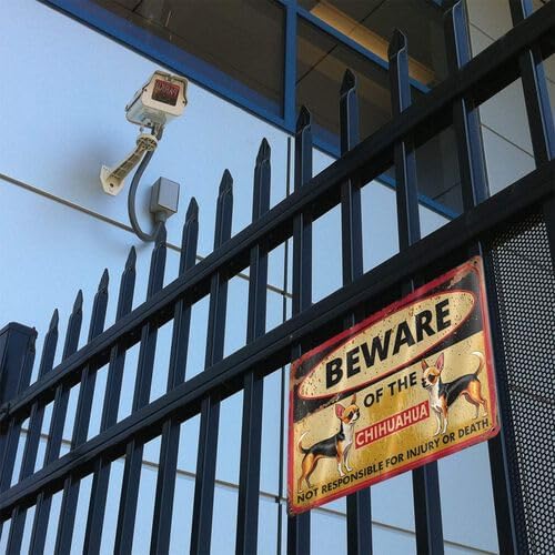 Metal SignTin Signs Beware Of The Dog Chihuahua Sign Metal Tin Signs Outdoor Yard Sign Warning Sign For Fence Yard Home Kitchen Farm Garage Garden Wall Decor 8x12 Inch - Image 2