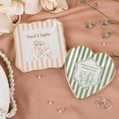 Personalized Photo Ring Dish with Name Custom Picture Jewelry Trinket Tray Ceramic Keepsake Gift for Best Friend Birthday Wedding Mother's Day - Image 4