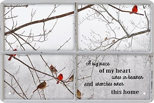 Cardinal Gifts Cardinal Decor Cardinal Bird out Side The Window a Big Piece of My Heart Lives in Heaven and Watches Over This Home Decor Sign 8 x 12 In by CSWLJS