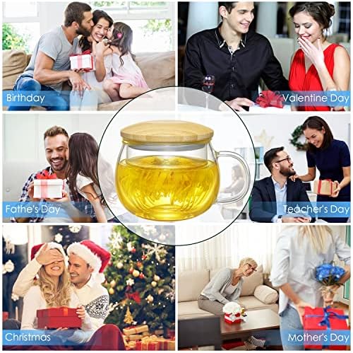13oz Clear Glass Tea Mug with Filter and Lid for Blooming & Loose Leaf Tea - Image 4