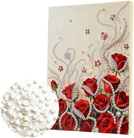 DIY Pearl Painting with Frame, Creative Design, Handmade Stress-Relieving Home Wall Decoration, Includes Frame and Tools-Red Rose-2 - Image 6