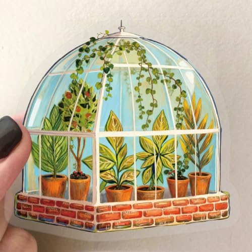 50PCS Transparent Greenhouse Plants Stickers Nature Botanical Floral Aesthetic PET Sticker Waterproof Decorative Decal for Scrapbook DIY Crafts Journal Planner Water Bottles Laptop Phone (Green) - Image 4