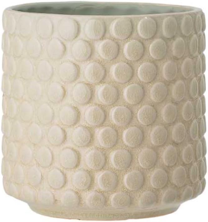 Nordring Stoneware Flower Pot – 5’’ Claud Planter with Polka Dots – Modern Ceramic Pot with Crackle Glaze – No Drainage Holes – Holds 4’’ Indoor Plant by Nordring
