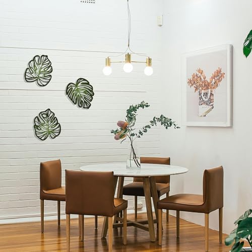 Palm Leaves Wood Wall Decor, 3Pcs Tropical Wall Art Jungle Decor, Wooden Natural Leaves Plant Wall Decor, Vintage Tropical Plant Plaque for Home Living Room Kitchen Bedroom Bathroom & Garden, Green - Image 4