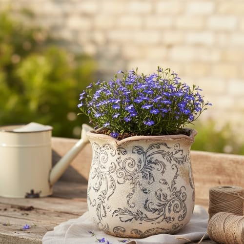 Xiaan Jiaju Ceramic Pots for Plants, Vintage Plant Pot with Drainage Hole, 6.11in. Planter for Indoor Plants, Crackle Glaze Finish Flower Pot, Perfect Tuscan Ceramic Planter for Gardening, Gray Swirls - Image 5