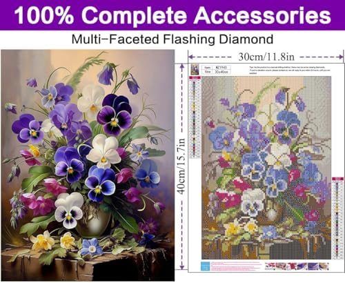Diamond Art Kits for Adults, Pansy Diamond Art Painting Kits for Adults - Image 4