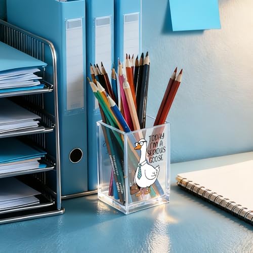 Today I'm A Serious Goose Acrylic Cosmetic Pencil Holder Cup, Funny Silly Goose Pen Holder Gifts For Women Men Friends HR Boss, Office Sarcastic Humor Gifts for Coworkers, Goose Lover Present - Image 4