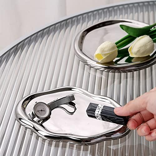 Ceramic Jewelry Tray, Irregular Cloud Shape Ceramic Plate Modern Stylish Storage Tray for Women, Room Decor Aesthetic (Silver Oval) - Image 7
