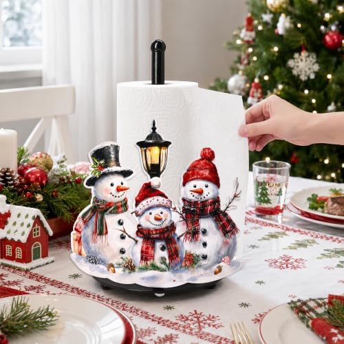 Christmas Snowman Paper Towel Holder, Christmas Kitchen Countertop Decor, Winter Snowman Paper Towel Holder, Paper Towel Stand for Dining Table, Xmas Housewarming Birthday Gift for Women Mom - Image 5