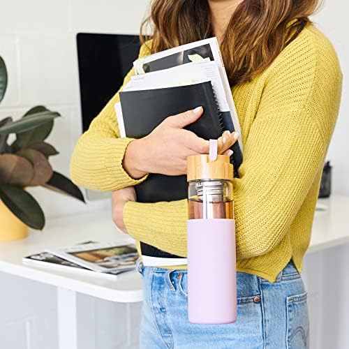 Pinky Up Dana Tea Infuser Mug with Strainer and Lid, Insulated Glass Tumbler for Home Office, Travel, Picnic, Camping, 16 oz, Set of 1, Purple - Image 4