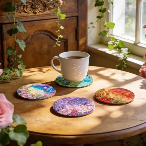 Leatrice 8 PCS Small Diamond Art Coasters Diamond Painting Kits for Adults - Image 5