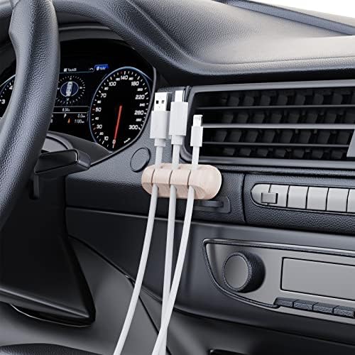 SOULWIT Cable Holder Clips, 3-Pack Cable Management Cord Organizer Clips Silicone Self Adhesive for Desktop USB Charging Cable Nightstand Power Cord Mouse Cable Wire PC Office Home - Wood Grain - Image 5