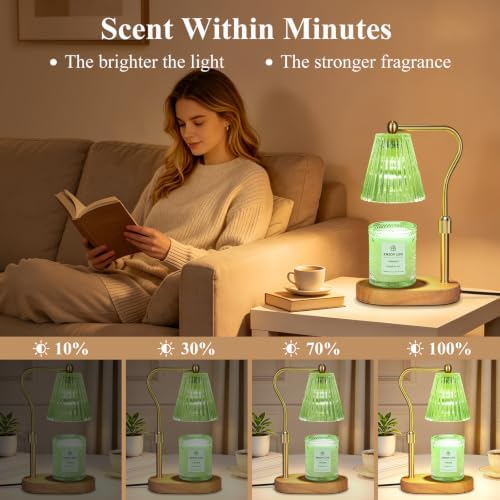 seenlast Green Candle Warmer Lamp with Timer Dimmer Adjustable Height,Birthday Gifts for WomenElectric Wax Warmer Vintage Home Decor for Scented Jar Candles - Image 5