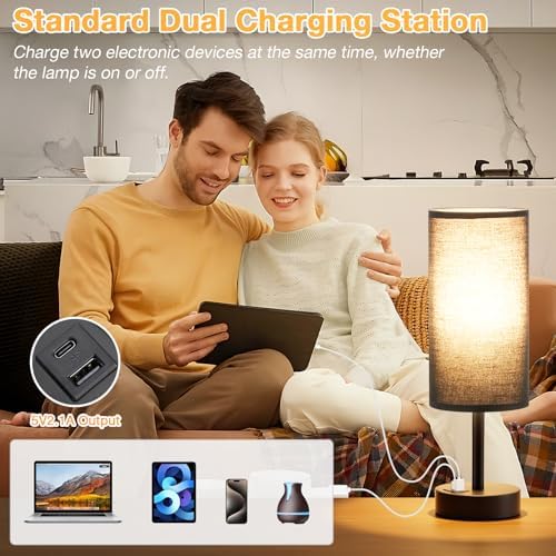 Dicoool Bedside Table Lamp for Bedroom - 3-Way Dimmable Touch Lamp, USB A+C - Image 4