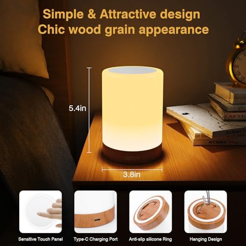 UNIFUN Baby Nursery Night Light Touch RGB Dimmable Bedside Table Lamp - Image 4