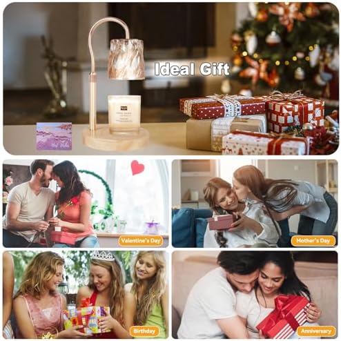 TOACSUCP Candle Warmer Lamp with 3 Bulbs, Adjustable Height Dimmable Candle Warmer with Timer, Compatible with Large Jar Candles, Candle Lamp with Charming Gift Box for Her/Him - Image 5