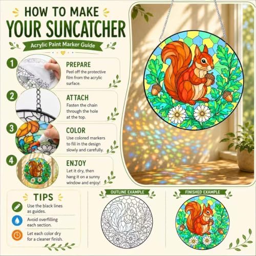Jiamiyou 51pcs Animal Suncatcher Craft Kit DIY Stained Glass Art for Adults - Image 3