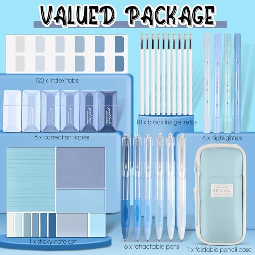 38pcs Aesthetic Office Supplies Kit, Light Blue Color, Classic - Image 2