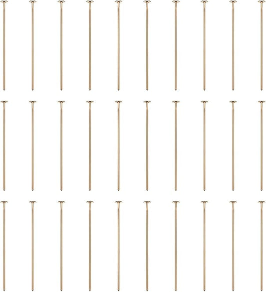 HARFINGTON 100pcs Flat Head Pins 0.94" 24mm Needles Bulk for Earring Pendant Necklace Bracelet Charm Jewelry Making Findings DIY Craft, Champagne Gold