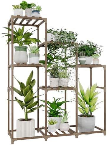 Bamworld Tall Plant Stand Indoor Wood Shelf Outdoor Tiered Rack by Bamworld