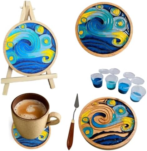 DIY Coaster Craft Kits, Cloisonne Filigree Enamel Art Painting Crafts Coasters Starter Kit, DIY Craft Coasters Supplies for Adults, Hobby for Adults Women Elderly, Handmade Home Decor Gifts by Unknown